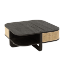 Table basse design en rotin et bois noir DAISY