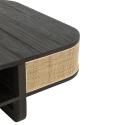 Table basse design en rotin et bois noir DAISY