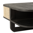 Table basse design en rotin et bois noir DAISY