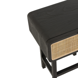 Table de chevet en rotin et bois noir DAISY