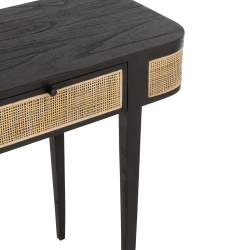 Console en rotin et bois noir DAISY