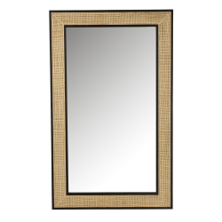 Miroir rectangulaire 180x110cm en bois noir et cannage LOUPI