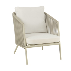 Fauteuil d'exterieur en métal et corde beige PEKA