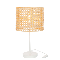 Lampe ronde en bambou et métal blanc ROMA