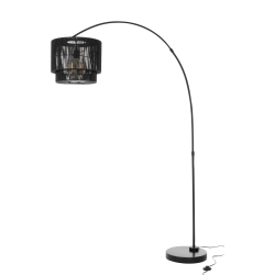 Lampadaire à arc en corde et pied en métal noir GREGY