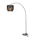 Lampe à arc en corde et pied métal noir GREGY