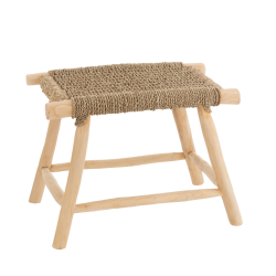 Tabouret en teck naturel et en corde TIMO