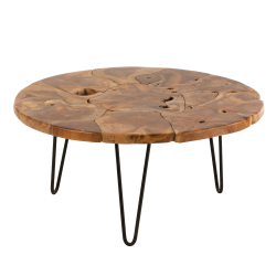 Table basse ronde en teck SAMUEL