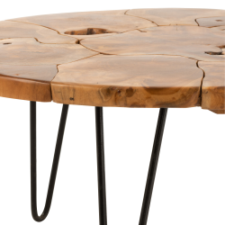 Table basse ronde en teck SAMUEL