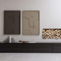 Meuble TV 40,30x100cm en bois massif noir 2 tiroirs TOLEDE
