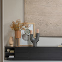 Meuble TV 40,30x100cm en bois massif noir 2 tiroirs TOLEDE