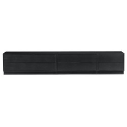 Meuble TV 40,30x100cm en bois massif noir 2 tiroirs TOLEDE