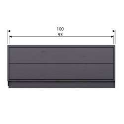 Meuble TV 40,30x100cm en bois massif noir 2 tiroirs TOLEDE