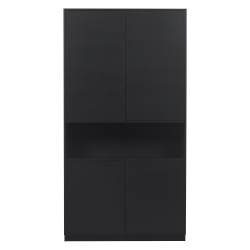 Buffet haut moderne en bois de pin massif noir ALICANTE