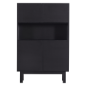 Buffet haut 4 portes en bois de pin massif fsc noir ALICANTE