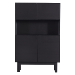 Buffet haut 4 portes en bois de pin massif fsc noir ALICANTE