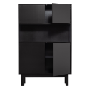 Buffet haut 4 portes en bois de pin massif fsc noir ALICANTE
