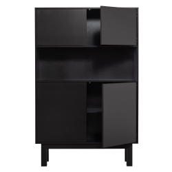 Buffet haut 4 portes en bois de pin massif fsc noir ALICANTE
