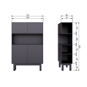 Buffet haut 4 portes en bois de pin massif fsc noir ALICANTE