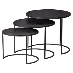 Lot de 3 tables d'appoint en métal noir RAZIA