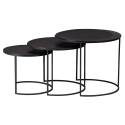 Set de 3 tables d'appoint en métal noir RAZIA