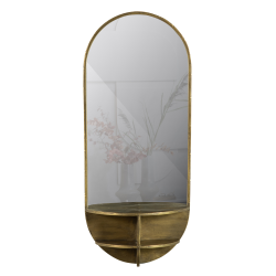 Miroir ovale avec étagère en métal doré ZOZIE