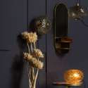 Miroir ovale avec étgaère en métal doré