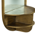 Miroir ovale avec étgaère en métal doré