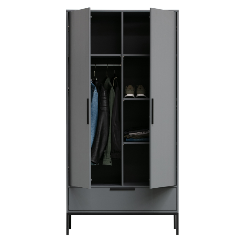 Armoire moderne 180x100cm en bois massif FSC MADAM