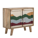 Buffet bas ethnique en bois à motifs en tissu OSAKA