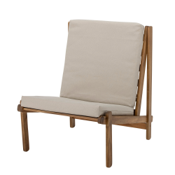 Fauteuil vintage en bois coussin beige PARAISO