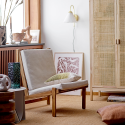 Fauteuil vintage en bois coussin beige PARAISO