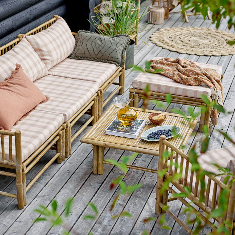 Fauteuil extérieur en bambou naturel avec coussin VIENNE