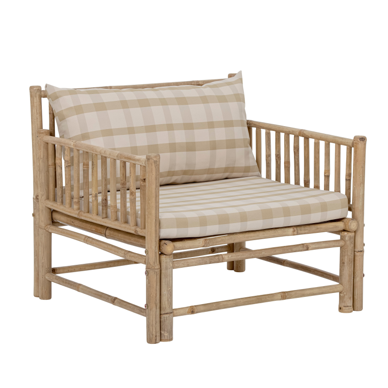 Fauteuil extérieur en bambou naturel avec coussin VIENNE