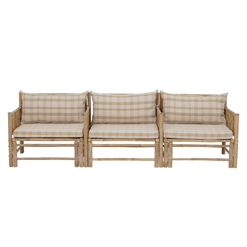 Fauteuil extérieur en bambou naturel avec coussin VIENNE