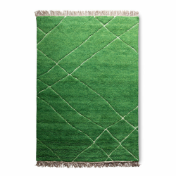 Tapis rectangulaire en laine à motifs vert 180x280cm KALU