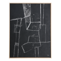 Tableau d'art abstrait noir et blanc 60x80cm DOTI