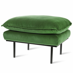 Repose-pieds rembourré en velours vert BAMBI