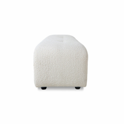 Repose-pieds rectangulaire en tissu bouclé blanc CLAIRETTE