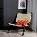Fauteuil lounge en rotin et bois noir