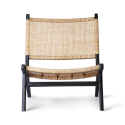 Fauteuil lounge en rotin et bois noir