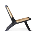 Fauteuil lounge en rotin et bois noir