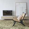 Fauteuil lounge en rotin et bois noir