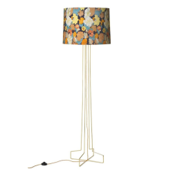 Lampadaire abat-jour fleuri pied en métal noir DORIS