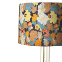 Lampadaire en métal doré et à motif fleuri