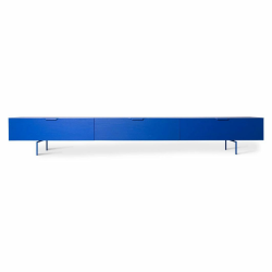 Meuble TV 250cm en métal bleu SURI