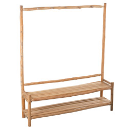 Banc porte manteau 5 crochets en bois naturel ZOZO