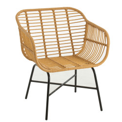 Petit fauteuil extérieur de terrasse AXIS en métal acier de couleur et bois  massif - SEANROYALE