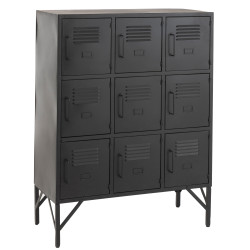 Armoire 9 casiers en métal noir PUEBLA