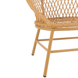 Fauteuil d'extérieur effet rotin avec coussin blanc CARACAS